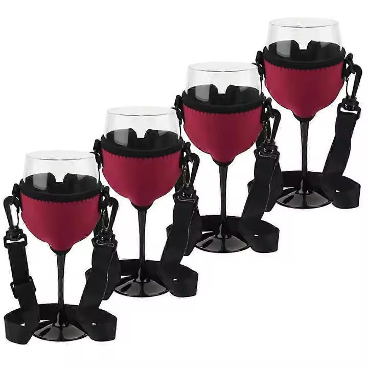 4pcs Portable Wine Glass Holder Strap Wine Sling Yoke Glass Holder Support Neck Strap For Birthday - 1