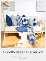 Funda De Cojín LEEJOOM Estilo Nórdico Chequera Y Rayada 45x45cm/30x50cm Azul Decoración Para Sofa Oficina Y Coche - details 0