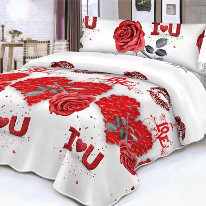 Love Print Duvet Cover Set - 105/135/150cm Romantic Nordic Bedding | 3pc Heart Design Set | Soft & Cozy Home Decor - 1