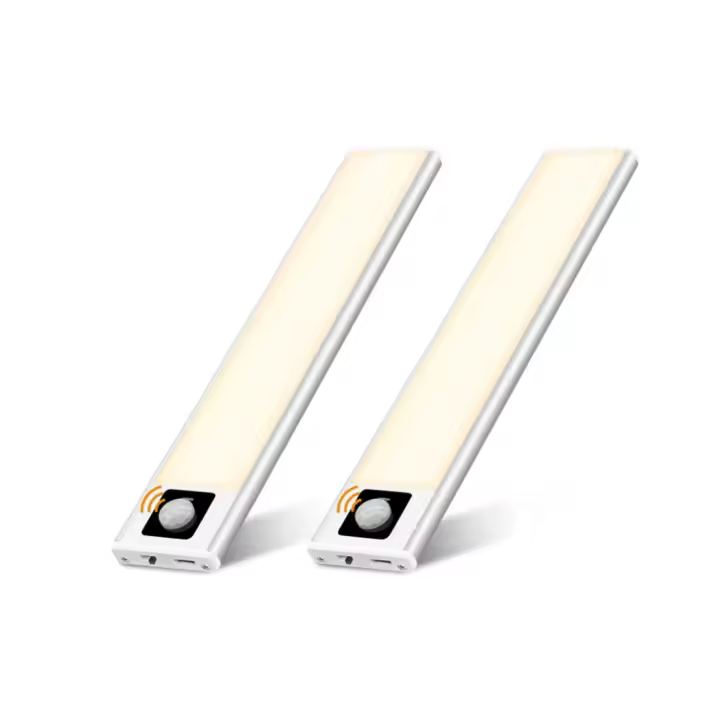 Iluminación LED para armarios LED con sensor de movimiento 3000 K Blanco cálido PIR Luz recargable para armarios con batería Luz debajo del mueble Cocina Inalámbrica 2 piezas 20 cm - 1