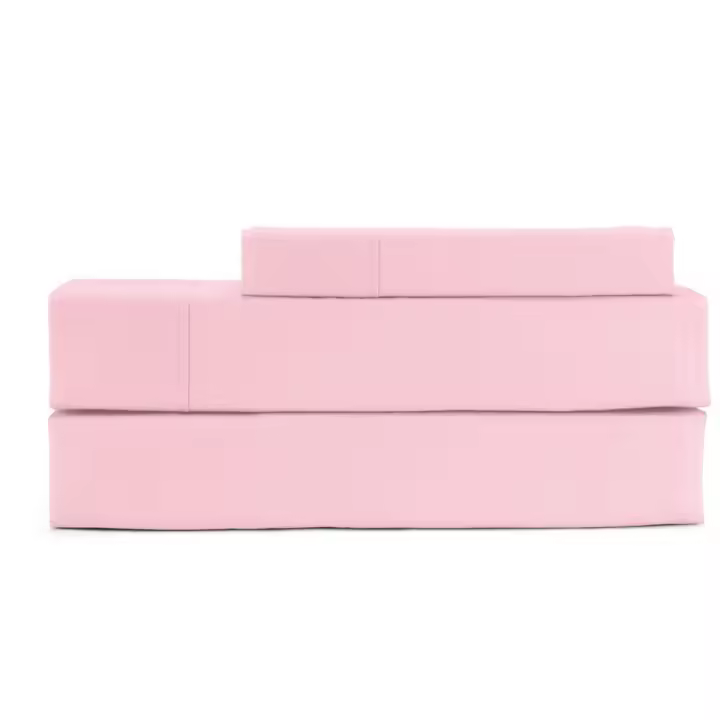 ANGAMA TEXTIL - 💕 Sábanas de Verano 100% Poliéster tacto Suave- Rosa - Juego de 3 Piezas - Extra Suaves Lisas - Rosa - Modelo Sprin Collections. Compuesto por sábana bajera ajustable, sábana encimera + una funda de almohada. - 1