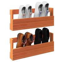 Vidaxl Estantes Zapatos Pared 2 Uds Madera Pino Marrón 59x8,5x23,5 Cm Mueble Almacenaje Estantería para Oficina - details 3