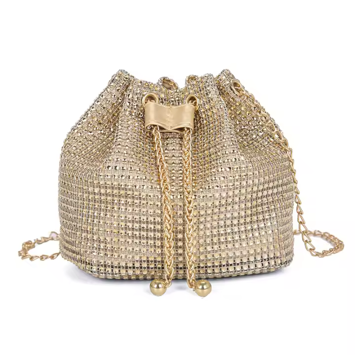 Bolso de cubo ligero y casual de negocios con decoración de rhinestones, diseño con cordón, bolso transparente con perlas falsas, bolso de noche elegante y exquisito de lujo discreto con rhinestones, perfecto para fiestas, cenas, vestidos navideños - 1
