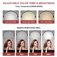 Lámpara de belleza de pie con soporte para teléfono móvil 3000-6000K, lámpara de media luna para extensión de pestañas, Luz redonda plegable y giratoria para salones de belleza y luz de relleno de tatuaj,cuidado de la piel, cejas,lámpara de belleza de pie - details 3