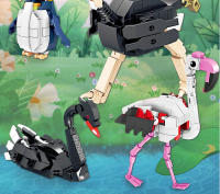 Bloques De Construcción De Animales De La Ciudad Figuras De Pájaros Corocoros Cisnes Murciélagos Pinguino Flamingo Juguetes Educativos Cognitivos Para Niños - details 1