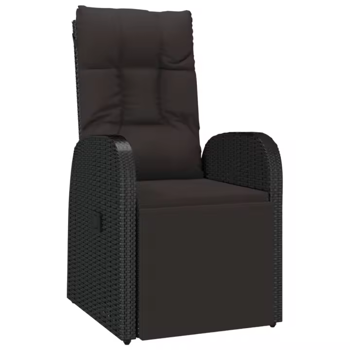 Sellón reclinable de Jardín with almohadas sintético Negro - 1