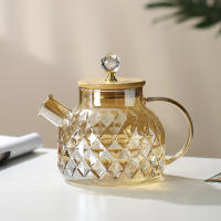 Hervidor De Té De Vidrio Con Tapa De Bambú Y Filtro Desmontable Cuerno De Champaña Para Té En Hoja Suelta Y Té De Flores 0.8/1.5/1.8L - details 5