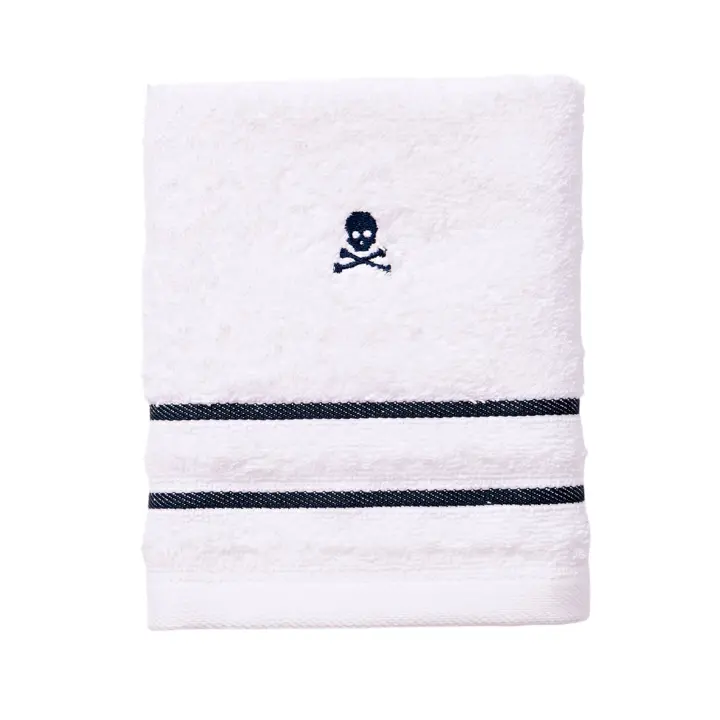 Scalpers Home Toalla de invitados blanca a rayas de algodón 100% - 30x50cm 470GSM - 1
