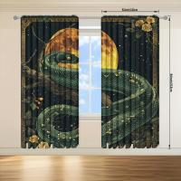 2pcs Cortina Con Estampado De Luna Y Serpiente Para Decoración Del Hogar Tratamiento De Ventana Para Dormitorio Oficina Cocina Sala De Estar Y Estudio 100% Poliéster - details 13