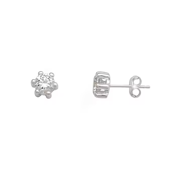 Inmaculada Romero Pendientes Plata de Ley 925m Exágono Garra Circonita Brillante [AB6505] - 1