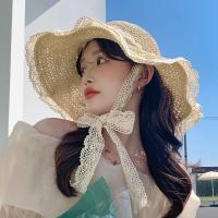 Sombrero De Sol Para Mujer Nuevo Amplio Para La Playa Sombrero De Paja Plegable Protección UV Para El Verano Estilo Casual - details 0