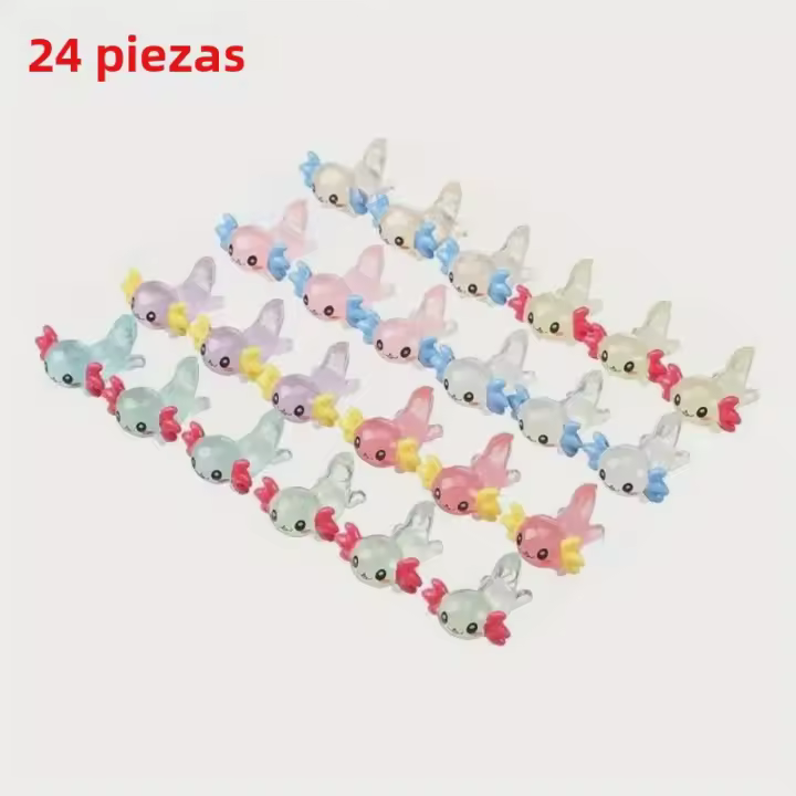 24pcs Mini Figuras De Axolotl Luminosas En Resina Para Manualidades Jardín Paisajismo Ornamento De Casa De Muñecas Decoraciones De Plantas Potted - 1