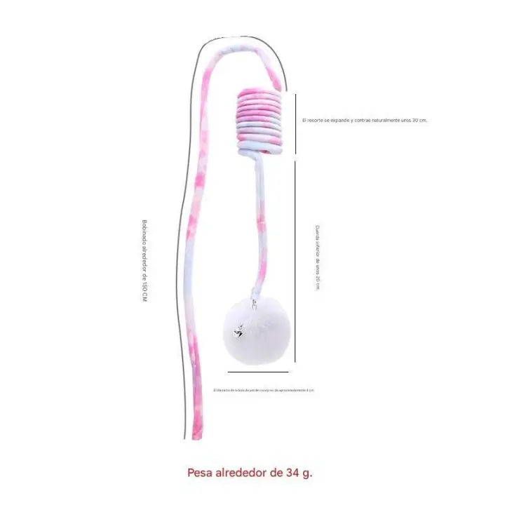 Juguete para Gato color gris y rosa con blanco para colgarlo con cascada hasta 2mts - 1