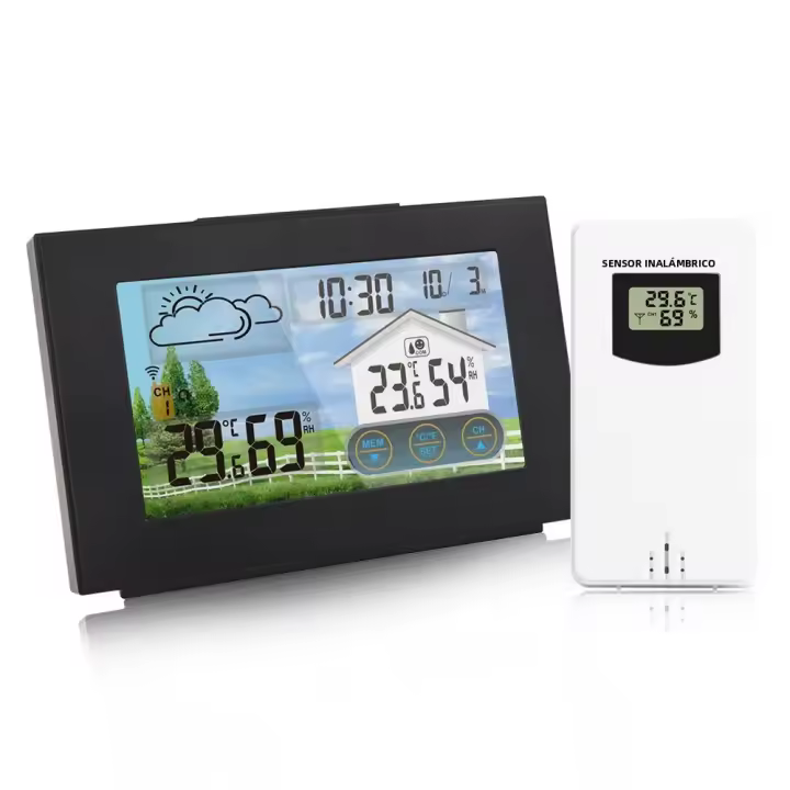 Estación Meteorológica Táctil Al Aire Libre Con Sensor Recargable Por USB KKMOON Termómetro Y Higrómetro Para El Hogar - 1