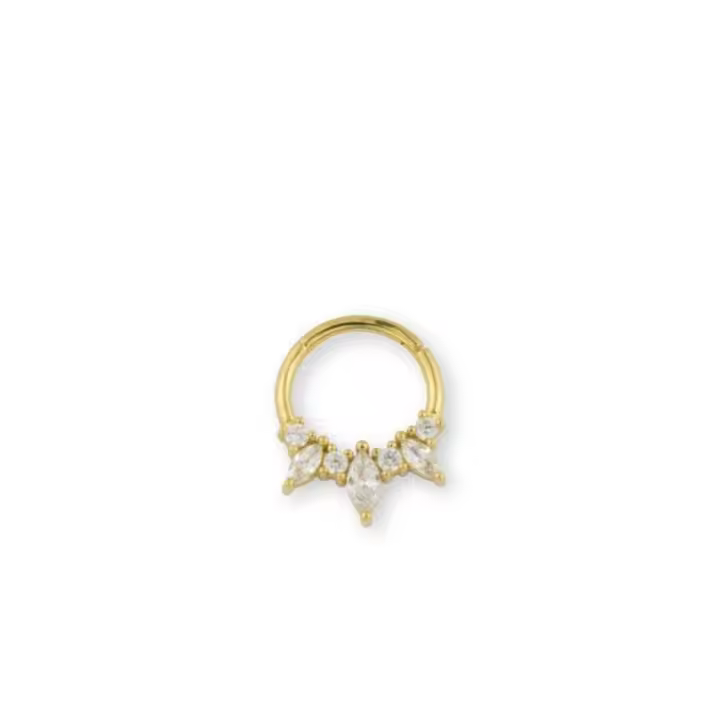 Piercing Septum Dorado con Cristales, 10mm, Diseño de Corona, (SE VENDE POR UNIDAD), Ref: CHP153650C - 1
