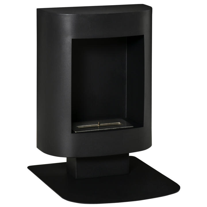 HOMCOM Chimenea de etanol Quemador de bioetanol 6800 BTU 1,5L 3 horas de combustión Sin humo Independiente Acero único Negro 46,5 x 53 x 65 cm