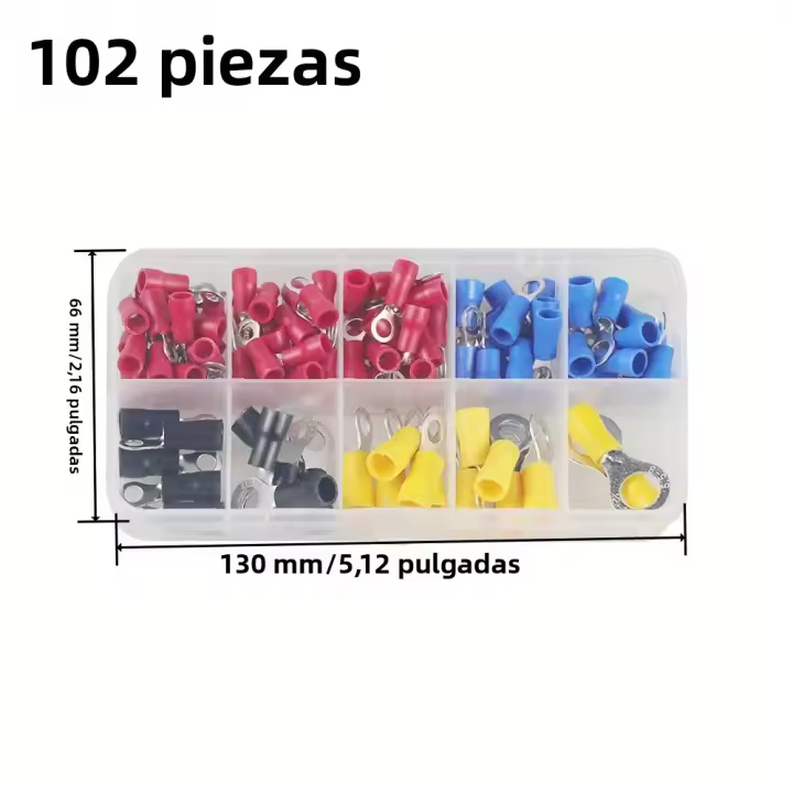 Kit Comprehensivo De Terminales Eléctricos 102/280/300/480pcs Conectores Duros Aislados De Juego De Terminales De Punta Y Anillo Eficientes Para Cableado - 1