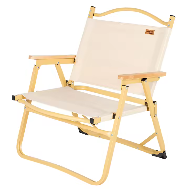 Silla plegable baja glamping c/bolsillo Aktive, Silla plegable de camping estilo Glamping, medidas 55x52x62cm, peso máx. 110 kg. material poliéster y  aluminio - 1