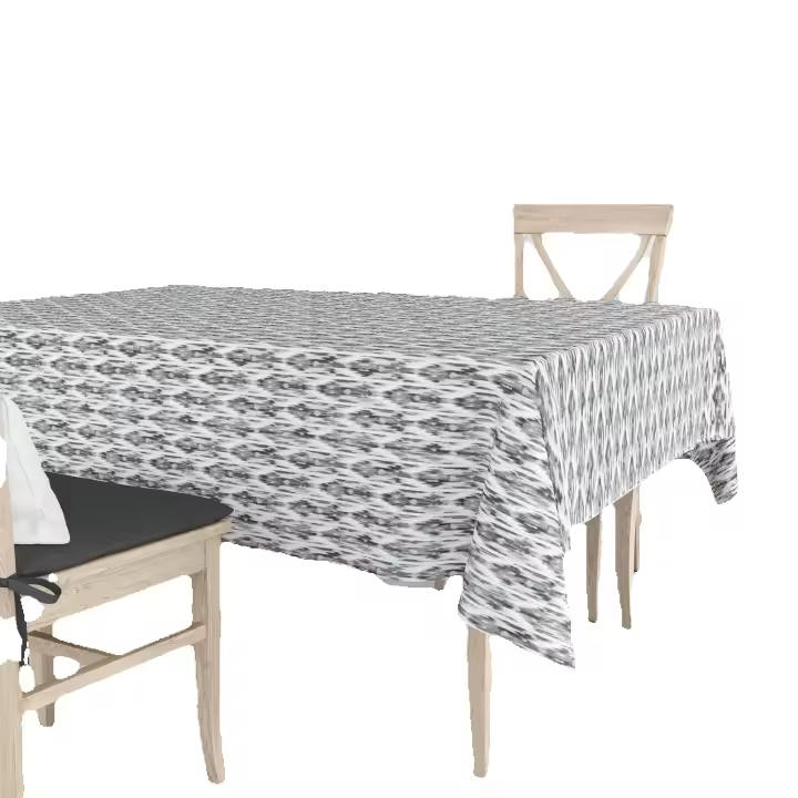 La fabrica de las telas-Mantel loneta algodón estampado negro lengua mallorquina. Mallorca, menorca. Islas Baleares .Lavable,decoración hogar cocina, salon,comedor. - 1
