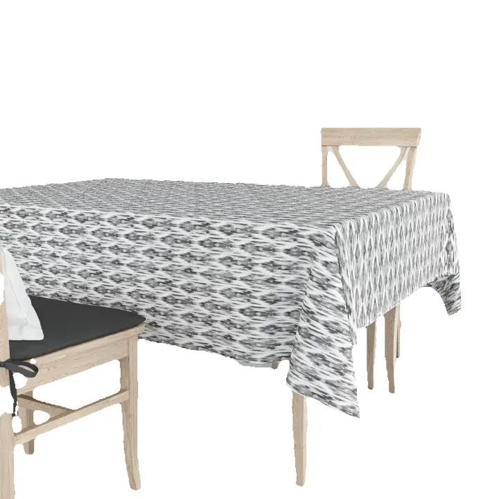 La fabrica de las telas-Mantel loneta algodón estampado negro lengua mallorquina. Mallorca, menorca. Islas Baleares .Lavable,decoración hogar cocina, salon,comedor. - 1