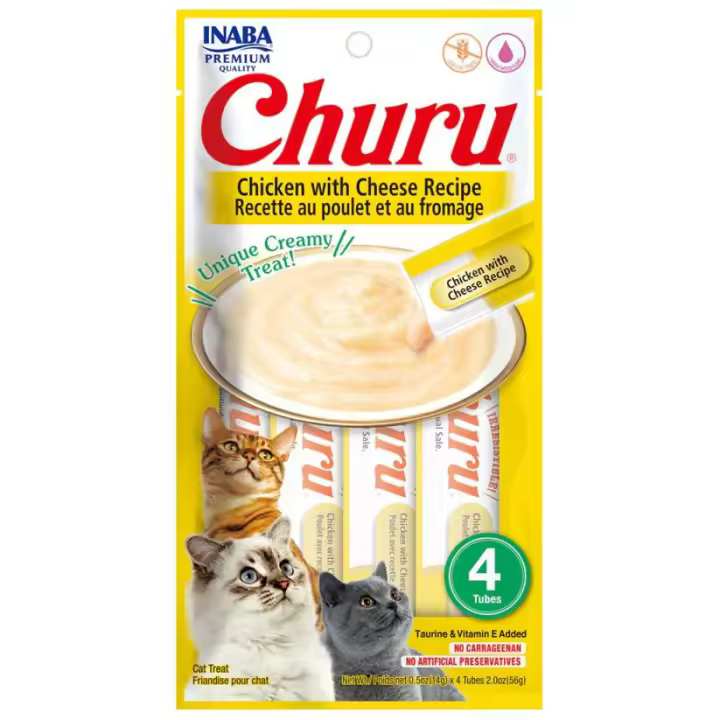 Churu Receta de Pollo con Queso Snacks para Gatos (12x4x14gr) - 1
