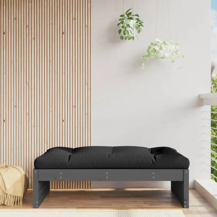 Taburete de jardín madera maciza de pino gris 120x80 cm - 1