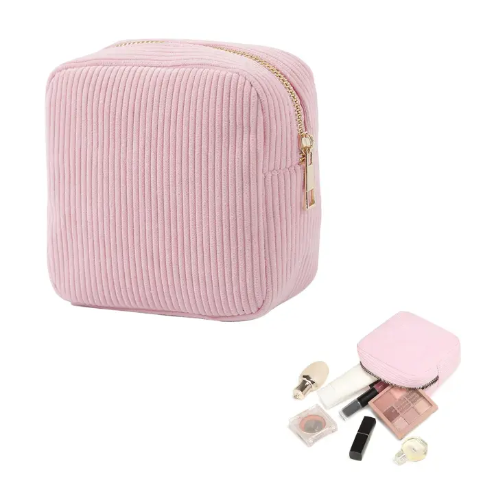 Bolsa de viaje para artículos de tocador, bolsa de viaje para artículos de tocador para mujer, organizador de maquillaje, bolsa de artículos de tocador pequeña para mujer, bolsa de regalo de cumpleaños, regalos de boda (rosa) - 1