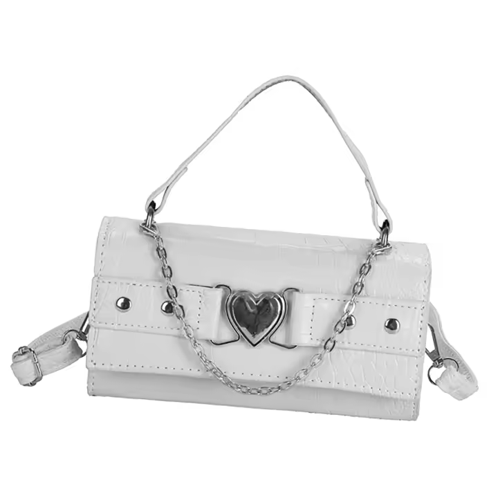 Bolso Bandolera Mujer Cadena Magnética Fashion PU Blanco Tamaño Libre - 1