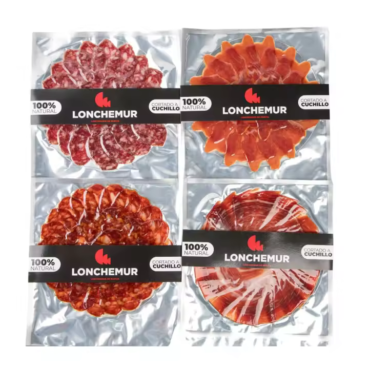 Pack jamón ibérico + lomo ibérico + salchichón ibérico + chorizo ibérico LONCHEMUR%20LONCHEADOS%20DE%20MURCIA Pack loncheado a cuchillo - 1