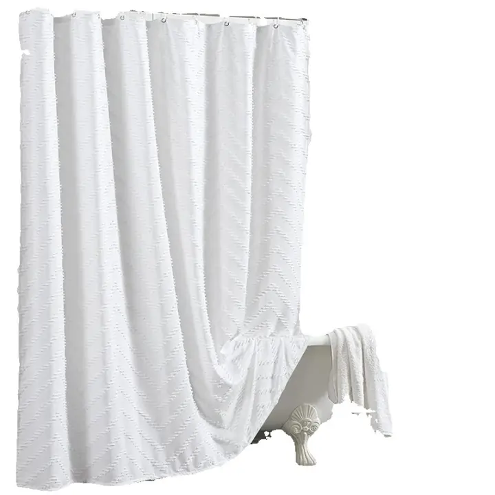SSITO Cortina de Ducha de Tela Tejida para decoración de baño, Cortina de Ducha Moderna de Granja, Blanca, impermeable - 1