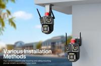Cámara de vigilancia WiFi para exteriores, cámara IP Wifi 5K HD, lente triple de 12MP, seguimiento automático de vídeo de tres pantallas - details 6