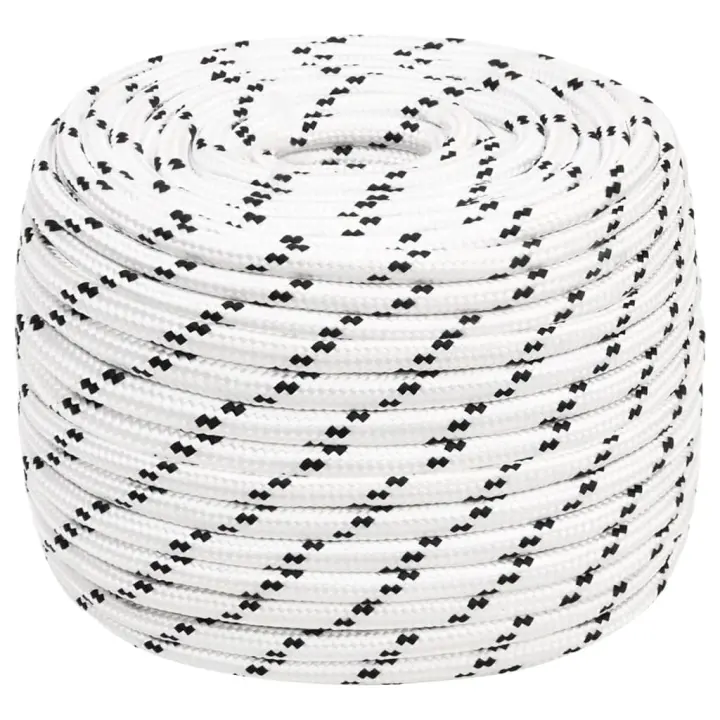 vidaXL Cuerda para barco trenzada poliéster blanco 14 mmx100 m - 1