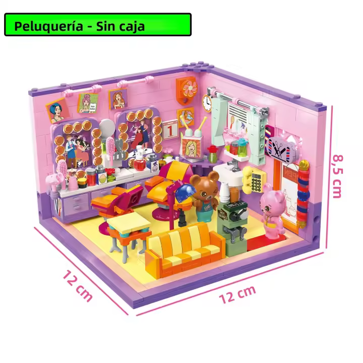 Mini Puzzle 3D De Calle Ciudad Con Café Tienda De Pelucas Y Salón De Belleza Bloques Creativos Para Decoración De Habitación Juguetes Para Niños Regalo De Cumpleaños Para Amigos - 1