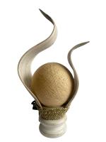 Lampara mesa artesanal madera hojo de coco Karima caoba blanca 42 X 17 cms, conecta+y+compra - details 1