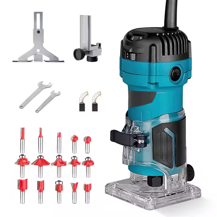 Máquina cortadora eléctrica de 800W, 6 velocidades, 34000rpm, fresado de carpintería, grabado, enrutador de borde de madera manual, recortador, herramientas eléctricas DIY para el hogar - 1
