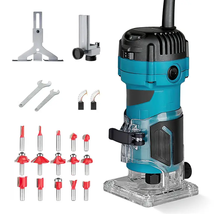 Máquina cortadora eléctrica de 800W, 6 velocidades, 34000rpm, fresado de carpintería, grabado, enrutador de borde de madera manual, recortador, herramientas eléctricas DIY para el hogar - 1