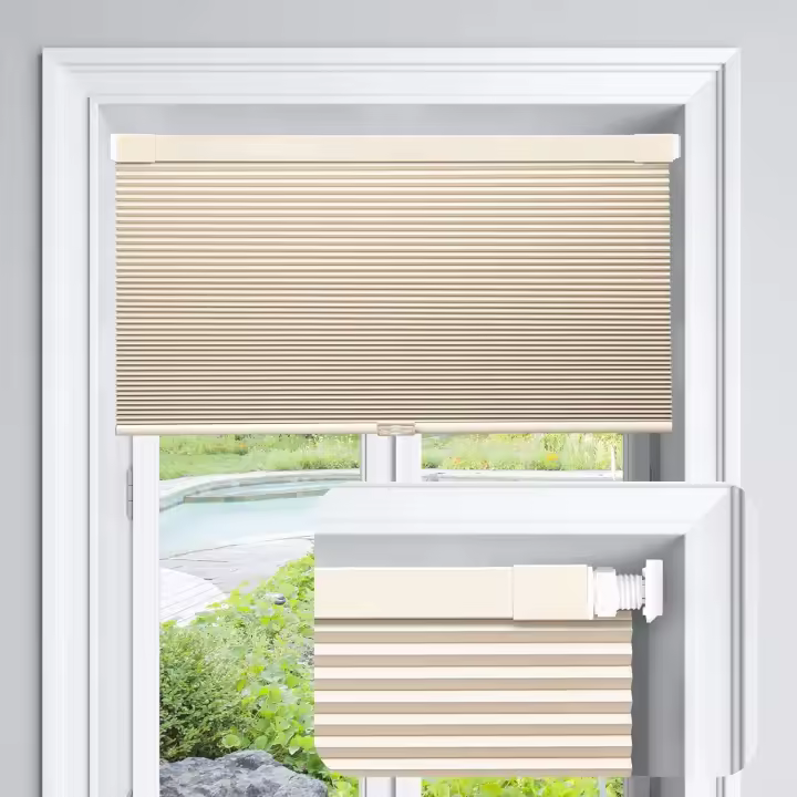 Cordless Cellular Shades No Tools No Drill Blackout Cellular Blinds for Window Size 33'' W x 36'' H, Silver White - 1