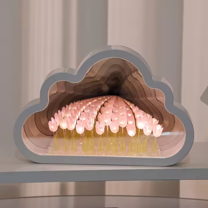 Lámpara De Ambiente Creativa Tulipán Nube Mar De Flores Luz Nocturna Transparente Regalo Para Amantes Decoración De Escritorio - 1