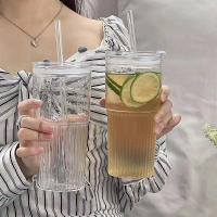 2pcs Vaso De Vidrio Transparente Con Tapa Y Pajita De 600ml Para Bebidas Y Café Frío Vajilla Ecológica Para El Hogar - details 1