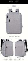 Bolsos,1PC Mochara gris para portátil de Negocios, Bolsa de viaje Ligera de Tela con Correa ajustable, cerre de Cremallera, forro de poliéster, detalle de Hilo de Coser, diseño de Cordones PARA LA Escuela, Actividades al Aire Libre - details 17