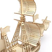 Puzzle De Madera 3D De Barco Con Sails 1PC Modelo De Montaje DIY Decoración De Escritorio Regalo De Manualidades De Madera - details 1