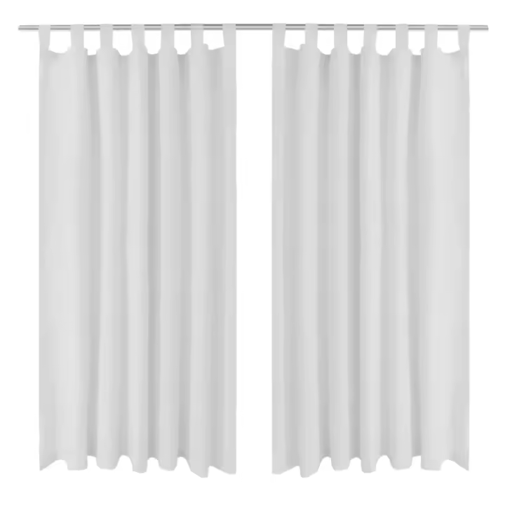 2 cortinas blancas micro-satinadas con trabillas, 140 x 175 cm - 1