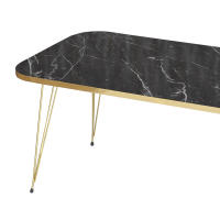 CASA basics Mesa de Centro Rectangular 90x50 cm en Mármol Blanco o Negro con Patas Doradas – Diseño Retro y Elegante - details 5