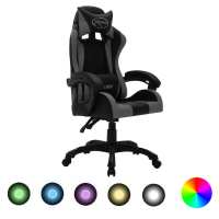 vidaXL Silla gaming con luces LED RGB cuero sintético en color Blanco y negro/Dorado y negro/Rosa y negro y más | cómodas modernas ergonómicas para comedor cocina salón hogar - details 7