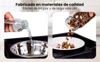 ALEVADI | Comedero Perro Elevado de 4 Alturas Ajustables | 2x Cuencos Acero Inoxidable | 1x Cuenco Antivoracidad ingesta lenta | ajustables en función del tamaño y edad | Ideal para Perros Gigantes, Grandes, Medianos y Cachorros | Patas antideslizantes - details 1