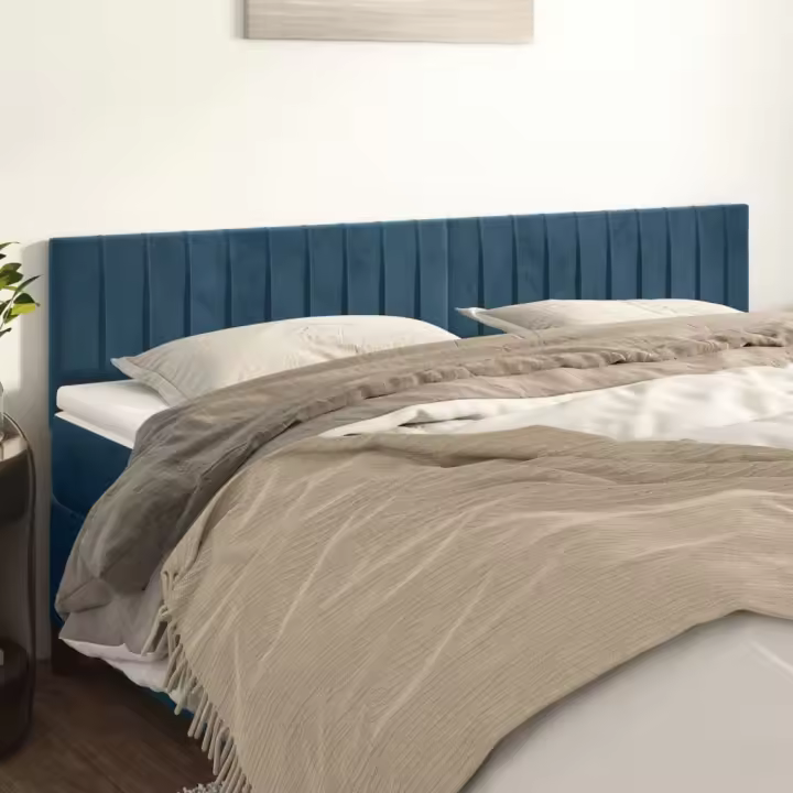 vidaXL Cabeceros 2 unidades de terciopelo azul oscuro 100x5x78/88 cm - 1