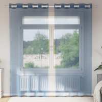 vidaXL Cortinas de gasa con ojales 2 uds 140x245 cm en color Gris claro/Marrón/Gris oscuro y más | protección solar decorativa para ventanas hogar oficina dormitorio fácil de instalar - details 5