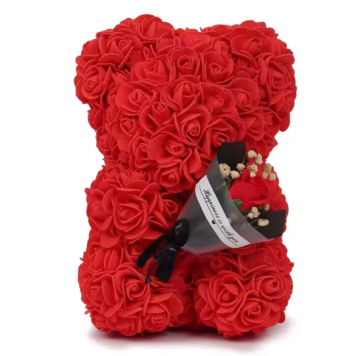 Oso De Rosas Teddy Regalo Para Mamá Novia Cumpleaños Aniversario Valentines Day Mujer Juguete De Muñeco Artificial De Flores Rojas - 1