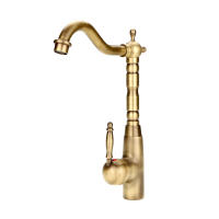 Grifo De Baño Y Cocina Retro Antiguo En Latón Con Agua Caliente Y Fría Mezclador De Fregadero Tapa De Mezcla Para Grifo - details 4