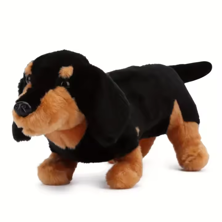 Muñeco De Peluche Dachshund Douglas Simulación Verisimilitud En Negro Y Marrón Café Regalo De Cumpleaños Para Niños Almohada De Ropa De Peluche Para Decoración Del Hogar - 1